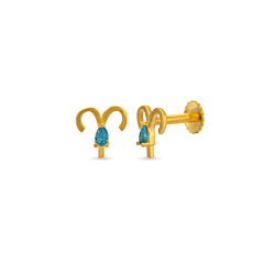 Royal Aries Zodiac Sign Gold Earrings