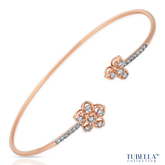 Elegance Minimalistic Floral Diamond Cuff Bracelet - Tubella Collection