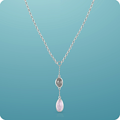 Fabulous Rose Quartz and Labradorite Stone Silver Necklace