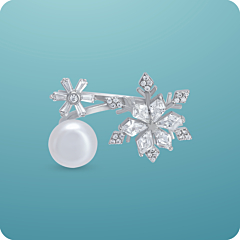 Twinkling Snow Flake Design Silver Adjustable Silver Ring - Valentine Collection