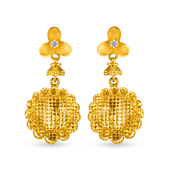 Stylus Floral Hanging Design Gold Earrings