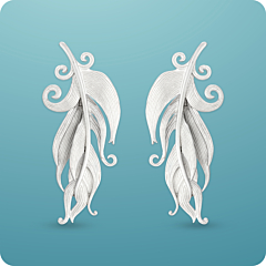 Elegant Feathery Silver Earrings