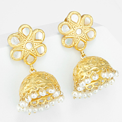 Beautiful Floral Jhumkas Silver Earrings