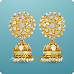 Attractive White Stone Jhumkas Silver Earrings