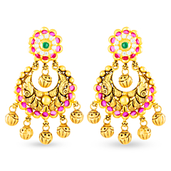 Antique Finish Chand Bali Gold Earrings