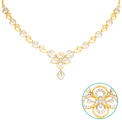 Awesome Dual Tone Floral Design Diamond Necklace