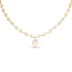 Dazzling Duo Tone Leaf Design Diamond Necklace