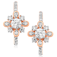 Fabulous Floral Design with Sparkling Diamond Earrings